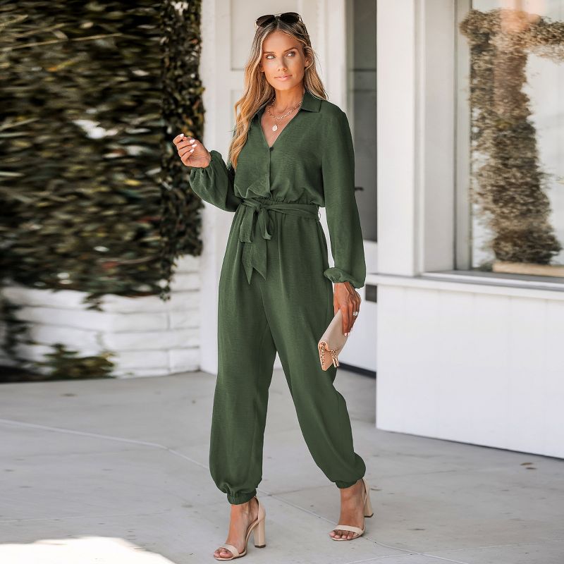 Women's Belted Long Sleeve Jogger Jumpsuits - Cupshe, 5 of 12