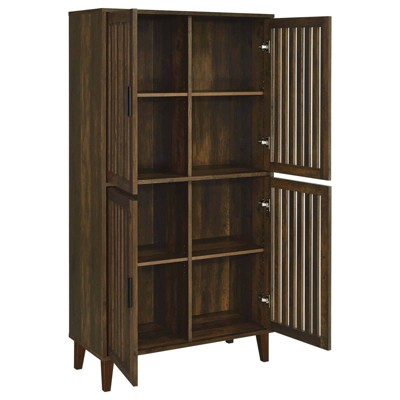 Elouise Tall Brown Wood Office Cabinet with Adjustable Shelving