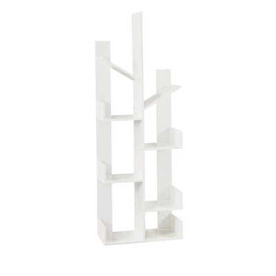 VECELO Wooden Bookcase, Modern Industrial Style Display Bookshelf/ 8 Tree-shaped Bookshelf, Anti-Toppling,Space Saving Storage Shelves