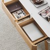 POVISON Mid Century Modern Rectangular Coffee Table, Tempered Glass Tabletop, 2 Solid Wood Drawers, MDF, For Livingroom, 45.66’’, Light Wood - 4 of 4