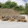 vidaXL Bamboo Patio Furniture Set 12 Piece Sectional Sofa with Taupe Cushions for Garden/Outdoor/Deck/Patio - 2 of 4