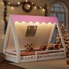 Okak Twin/Full House-Shaped Floor Canopy Beds with Tent & Light Decor,Solid Wood Bed Frame for Kids,Teens,No Spring Box Needed - 2 of 4