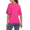 BLUEMING Womens Flutter Elbow Sleeve Shirts V Neck Tee Blouse Pagoda Sleeve T-Shirts Summer Tee Blouse Flowy Tops - 2 of 4
