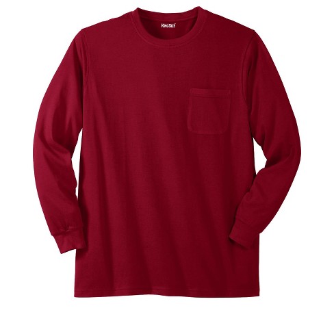 Rich & Men\'s Big 6xl, Big Long-sleeve Pocket - Red - Kingsize Lightweight : T-shirt Tall Shrink-less™ Burgundy Crewneck Target