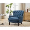 Vintage Lounge Chair with Nailhead Trim, Chair with Curved Backrest for Living Room, Wood Frame Chair with Polyester Cushion-Coolbibila - 3 of 4