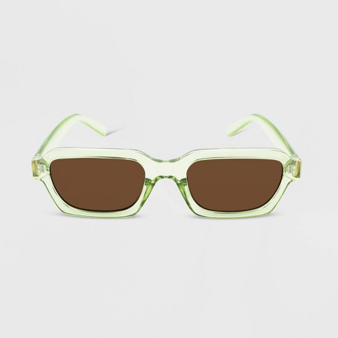 Celine Transparent Acetate Square Sunglasses In Crystal/ Green