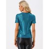 Allegra K Women's Party Metallic Short Sleeve Textured Shiny T-shirts - 4 of 4