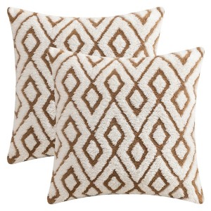 REGALWOVEN Geometric Soft Snowflake Fleece Throw Pillow Cover with Hidden Zippered for Sofa Living Room Chair Home Decor 2 Pcs - 1 of 4