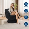 Modern Swivel Barrel Accent Chair, 360° Teddy/Velvet Fabric Upholstered Armchair with Striped Backrest & Plush Padding, Comfy Round Lounge Chair - 3 of 4