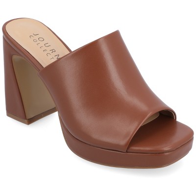 Journee Collection Womens Ezzlynn Structured Heel Slip On Platform Sandals