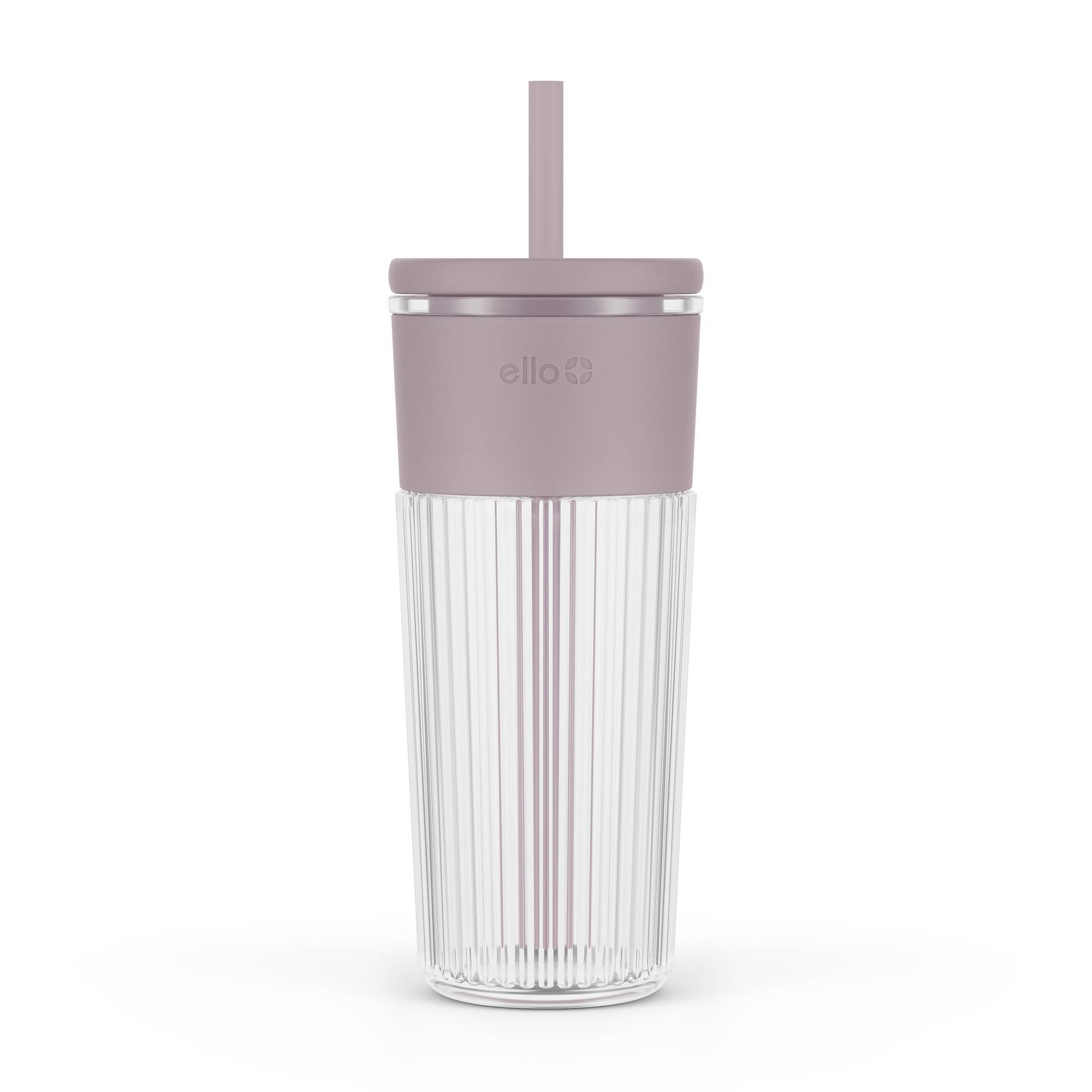 Ello Ava 24oz Glass Straw Tumbler Purple