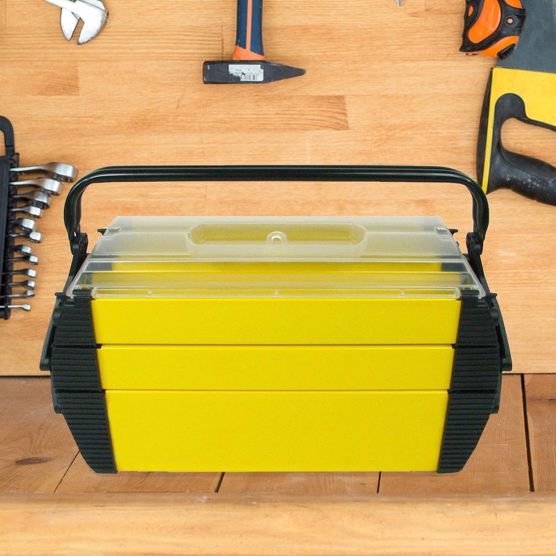 Fleming Supply 3-Tier Parts and Crafts Utility Toolbox - 18", Yellow, Black, 1 of 7