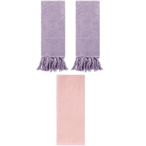 REGALWOVEN 3 Packs Cotton Soft Absorbent Tassels and Waffle Decorative Hand Towel - 1 of 4