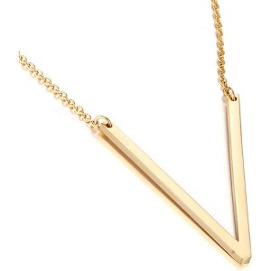 Large Sideways Initial Pendant Necklace 18K Gold Plated Stainless Steel - 1 of 4