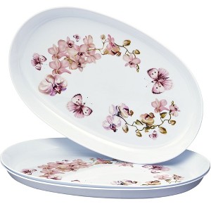 Silver Spoons Butterfly Garden Serving Trays for Party, Heavy Duty Disposable Platter, 12" x 7", (3 PC), Flutter Collection - 1 of 1