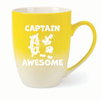 Elanze Designs Captain Awesome Two Toned Ombre Matte 10 ounce New Bone China Coffee Tea Cup Mug, Yellow and White