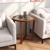 Tangkula 2PCS Modern Round End Table w/ Transparent Tempered Glass Top Solid Wood Legs - 2 of 4