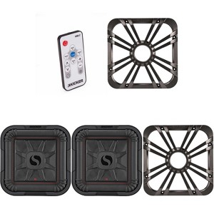 Kicker (2) 46L7T102 L7T L7-Thin 10-Inch (25cm) Subwoofer, Dual Voice Coil, 2-Ohm, 500 Watt w/ Charcoal LED Grill & Remote Bundle - 1 of 4
