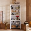 Okak Bookshelf, Storage Shelves with 4 Shelves, Tall Bookcase for Books and CDs, Storage Organizer for Living Room, Bedroom, Office, Antique White - 2 of 4