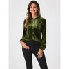 INSPIRE CHIC Women's Pocket Front Velvet Long Sleeve Casual Button Down Shirt - 2 of 4