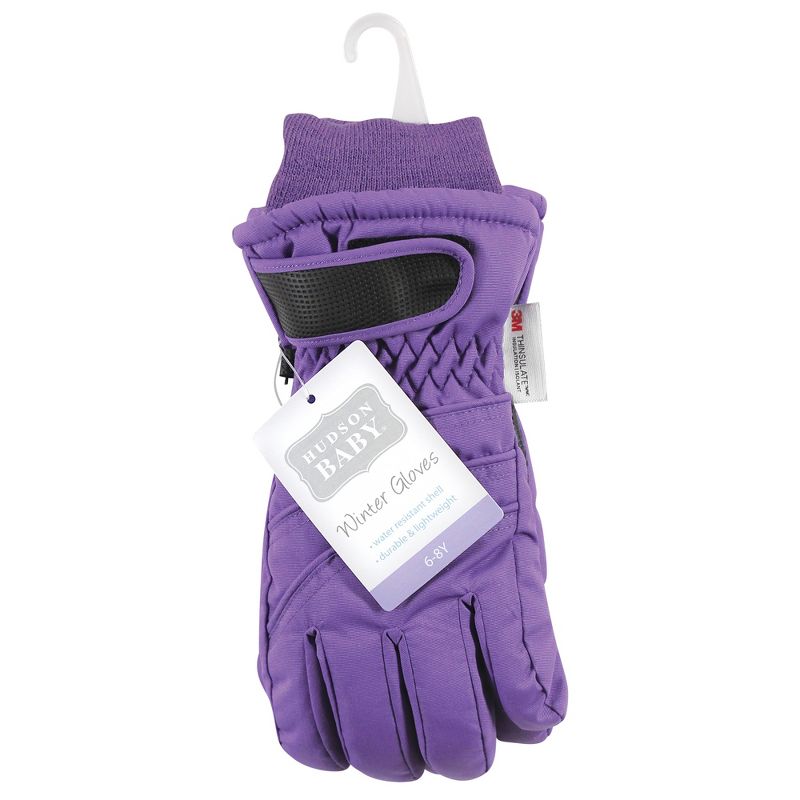 Hudson Baby Unisex Snow Gloves, Purple, 2 of 4