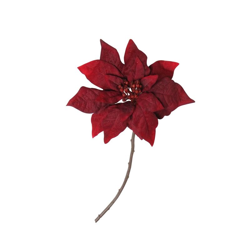 Northlight 18” Red Velvet Poinsettia Artificial Christmas Stem, 1 of 5