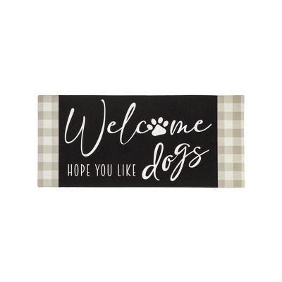 Evergreen Dogs and Check Sassafras Indoor Outdoor Switch Doormat 1'10"x10" Multicolored