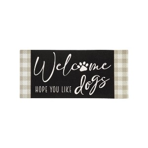 Evergreen Dogs and Check Sassafras Indoor Outdoor Switch Doormat 1'10"x10" Multicolored - 1 of 3