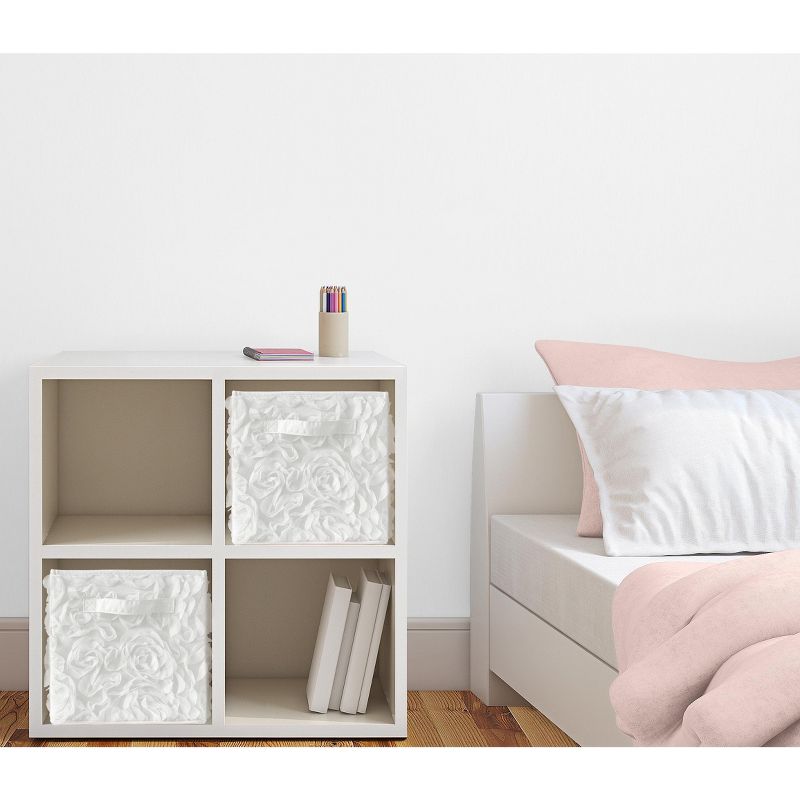 Sweet Jojo Designs Fabric Storage Bins Set Rose White, 3 of 5