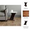 End Table, Side Table, or Small Night Stand - Polished Marble Top with Criss Cross Base for Modern Bedroom or Living Room Decor - 21" White & Brown - 4 of 4