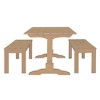 CAVINAS Dining Table Set for 4 Retro Rectangular Trestle Table with 2 Wood Benches for Kitchen - 3 of 4