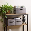 Aoibox Large Foldable Storage Bins Linen Fabric Cubes with Leather Metal Handles Decorative for Closet Nursery Office 3 Pack - 3 of 4