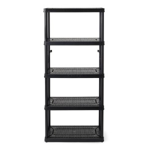 Gracious Living 5 Shelf Fixed Height Ventilated Medium Duty Storage Unit 14 x 32 x 72" Organizer System for Home, Garage, Basement, & Laundry, Black - 1 of 4