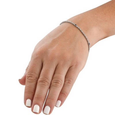 Pompeii3 1 1/10 Ct Diamond & Genuine Blue Sapphire Tennis Bracelet 14k White Gold 7"