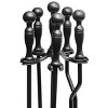 Barton 5Pc Fireplace Tools Black Iron w/Stand Poker Shovel Tongs Brush Fire Set - 2 of 4