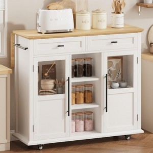 GustoWave Mobile Kitchen Island Cart, Coffee Bar Station with Storage, Drop Leaf Table - 1 of 4