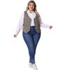 Agnes Orinda Women's Plus Size Sleeveless V Neck Plaid Retro Work Button with Pockets Suit Vests - 3 of 4