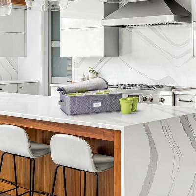 Gray Quilted Fabric Stackable Coffee Mug Storage Case