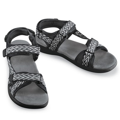 Collections Etc Multi-Adjustable Stylish Zigzag Print Sporty Sandals