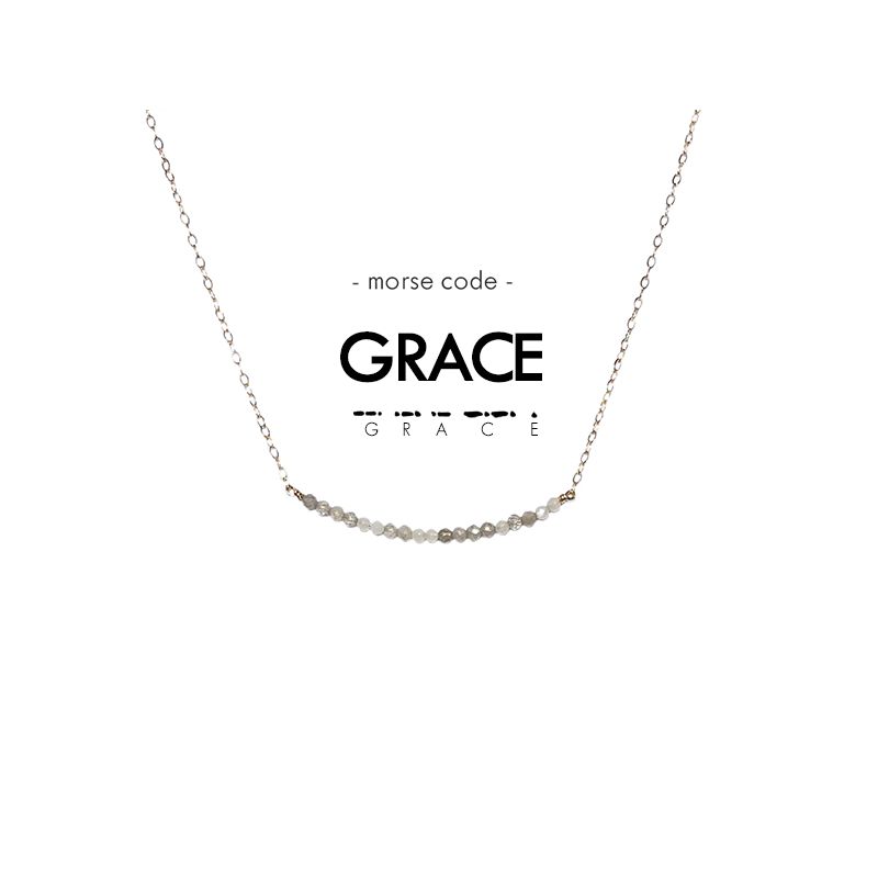 ETHIC GOODS Women's Dainty Stone Morse Code Necklace [GRACE], 1 of 7