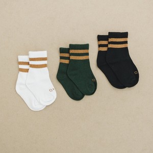 Kids Crew Socks 3 Pack - Olive + Scout - 1 of 4