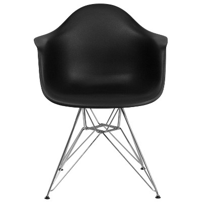 Sleek Black Polypropylene Accent Chair with Geometric Chrome Base