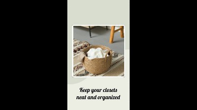 Medium Brown Round Wicker Storage Basket with Rope Handles