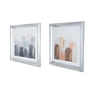 Dexmalle 2 Pieces Mirror Framed Wall Art on Mellow Golden Tint Background - 1 of 4