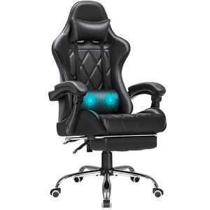 LACOO 2024 Upgraded Faux Leather Massage Gaming Chair with Footrest - 1 of 4