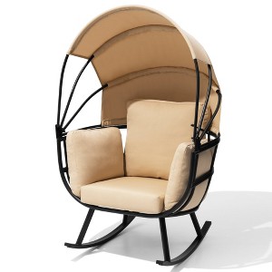 Crestlive Products Rocking Egg Chair Durable Iron Outdoor & Indoor Lounge Chair with Canopy Cushions 350 lbs Capacity - 1 of 4