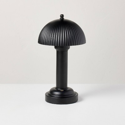 11.5" Fluted Metal Rechargeable Library Table Lamp Black (Includes LED Light Bulb) - Hearth & Hand™ with Magnolia