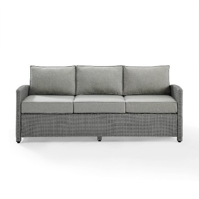 Bradenton Outdoor Wicker Sofa - Gray - Crosley