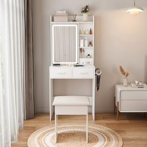 Ridstar 23.62 in. W Small Makeup Vanity Desk with Mirror & Hidden Storage For Small Bedrooms-White - 1 of 4