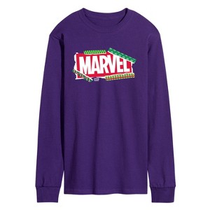 Men's - Marvel - Logo Wrapping Paper Long Sleeve Graphic T-Shirt - 1 of 2